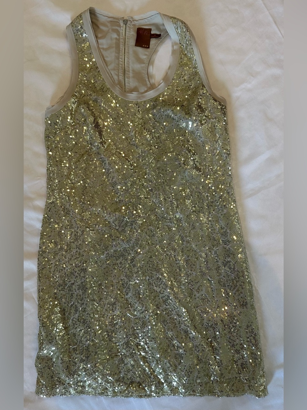 Ali Ro Silver Satin Dress with Brown Label